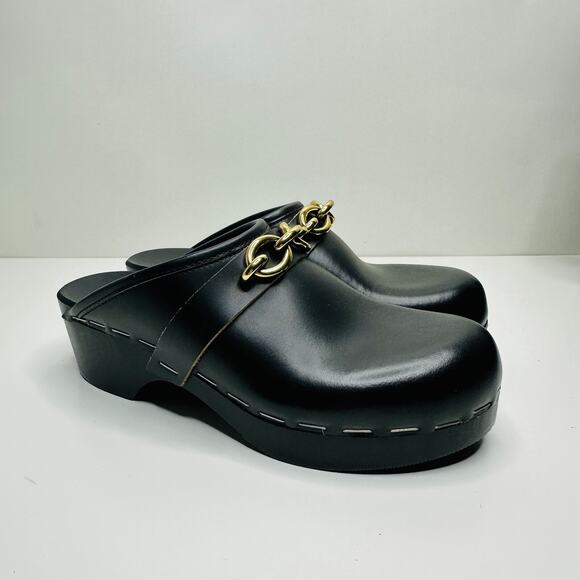 NIB Saint Laurent YSL Le Maillon EU 37 US 7 Chain Clogs Black Leather Shoes $945 - Picture 7 of 15